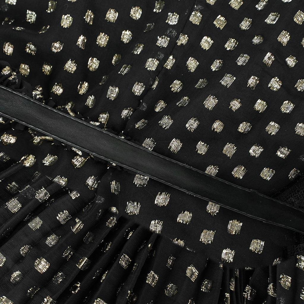 Aloïse Black Polka Dot Pleated Midi Dress