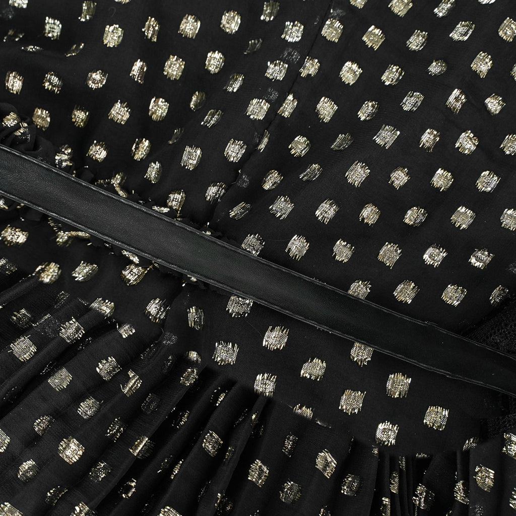 Aloïse Black Polka Dot Pleated Midi Dress