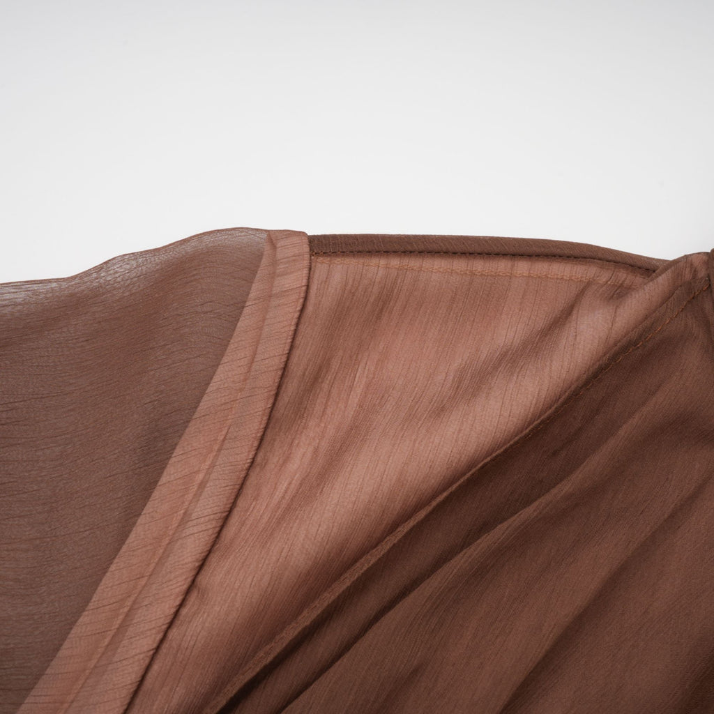 Jade Brown Ruched Tulle Mini Dress