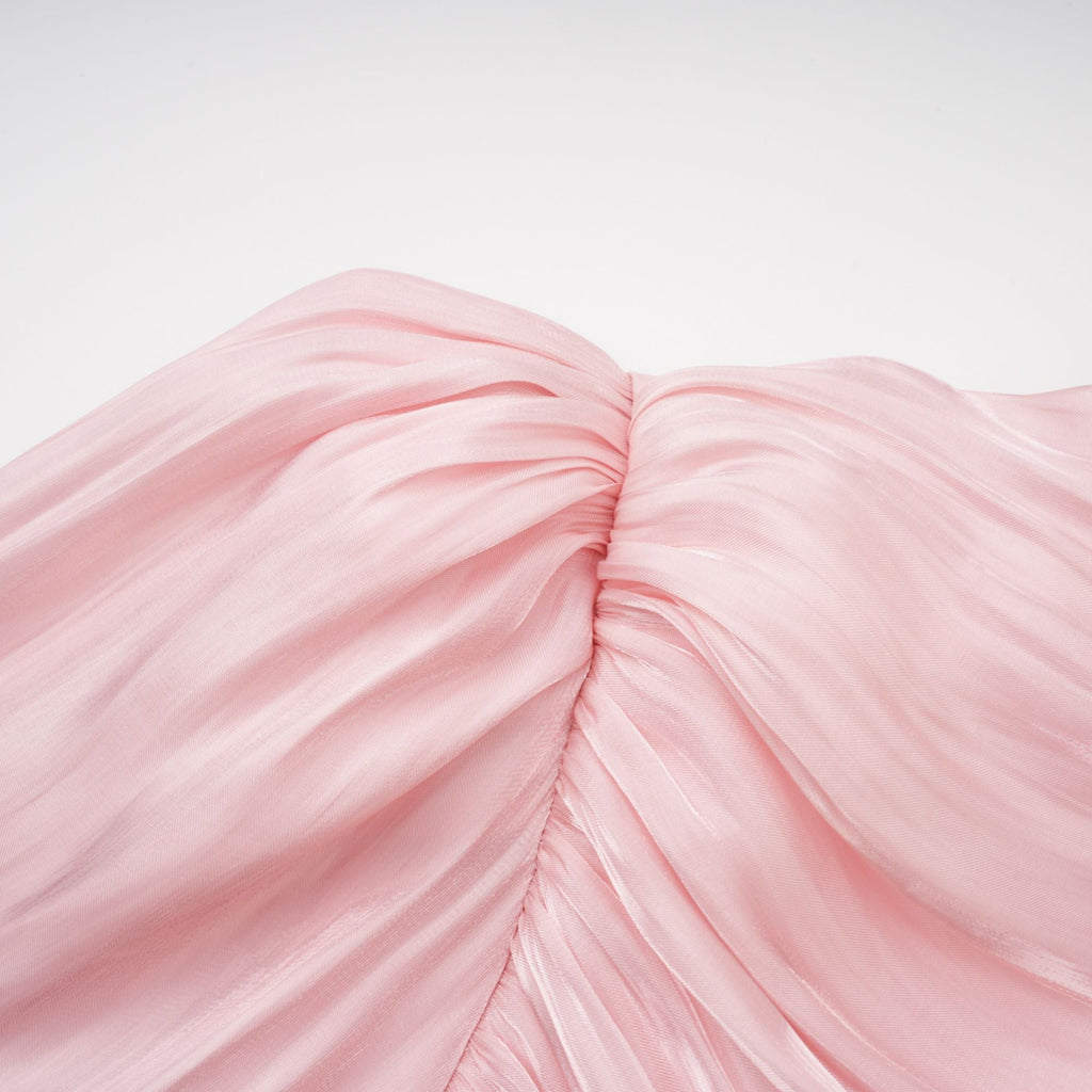 Sarolta Pink Glossy Ruched Maxi Dress