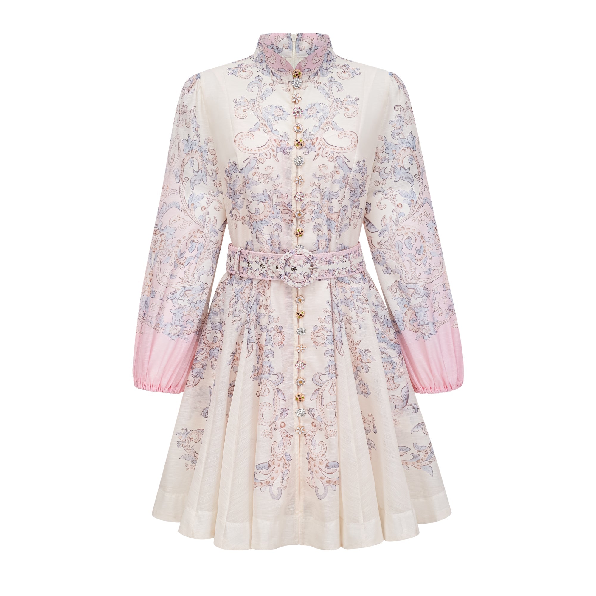 Fabienne Neutral Floral Print Mini Dress
