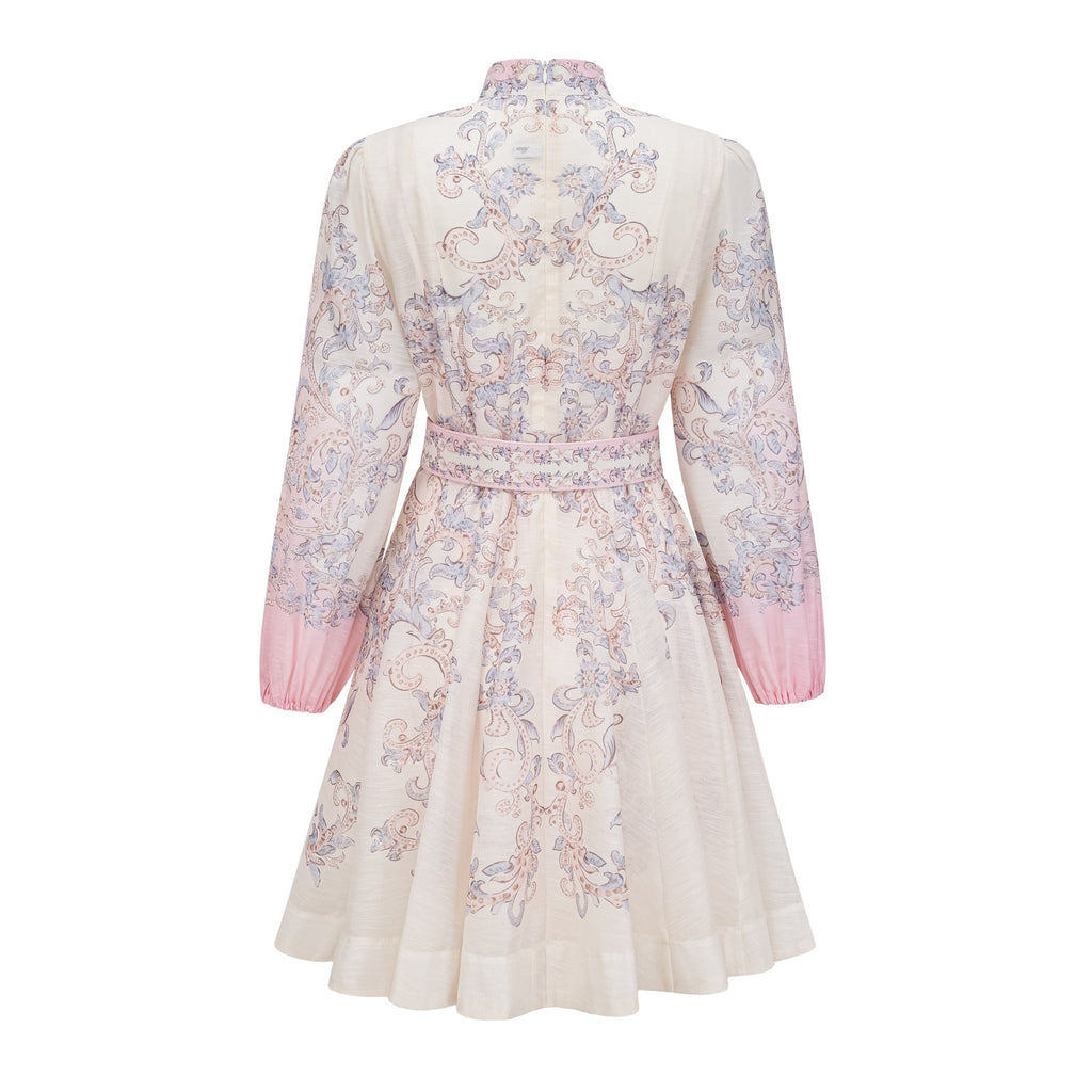 Fabienne Neutral Floral Print Mini Dress