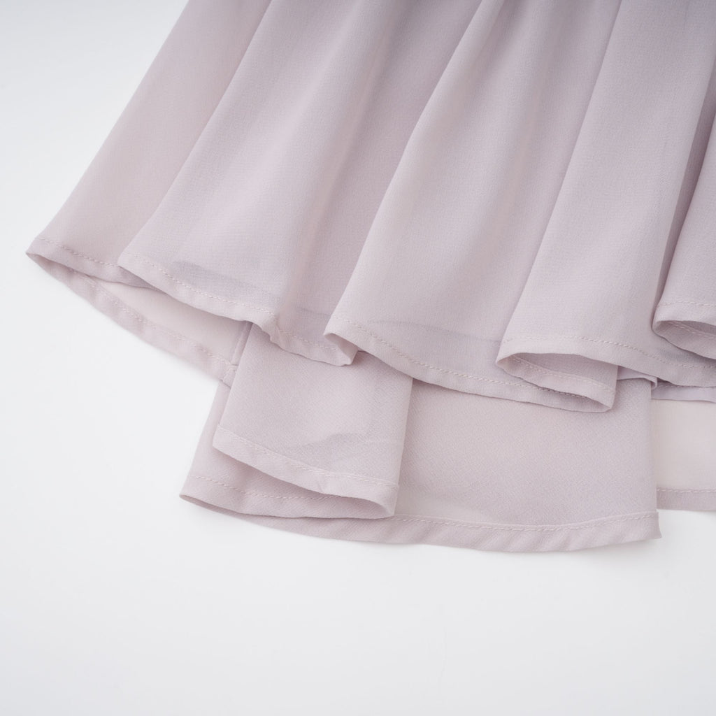 Doux Purple Ruffled Trim Pleated Mini Dress