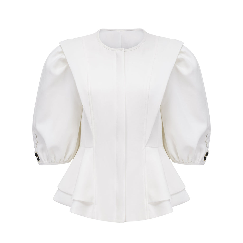 Gwenaëlle White Peplum Waist Blouse