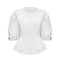 Gwenaëlle White Peplum Waist Blouse