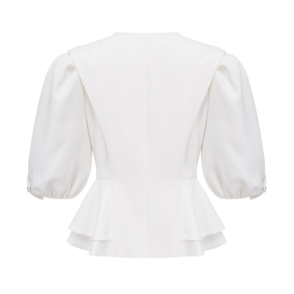 Gwenaëlle White Peplum Waist Blouse