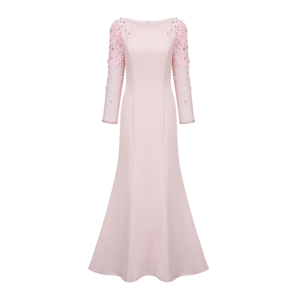 Gunnel Pink Flared Embellished Maxi Gown