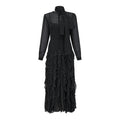 Coraline black polka-dot ruffled midi dress