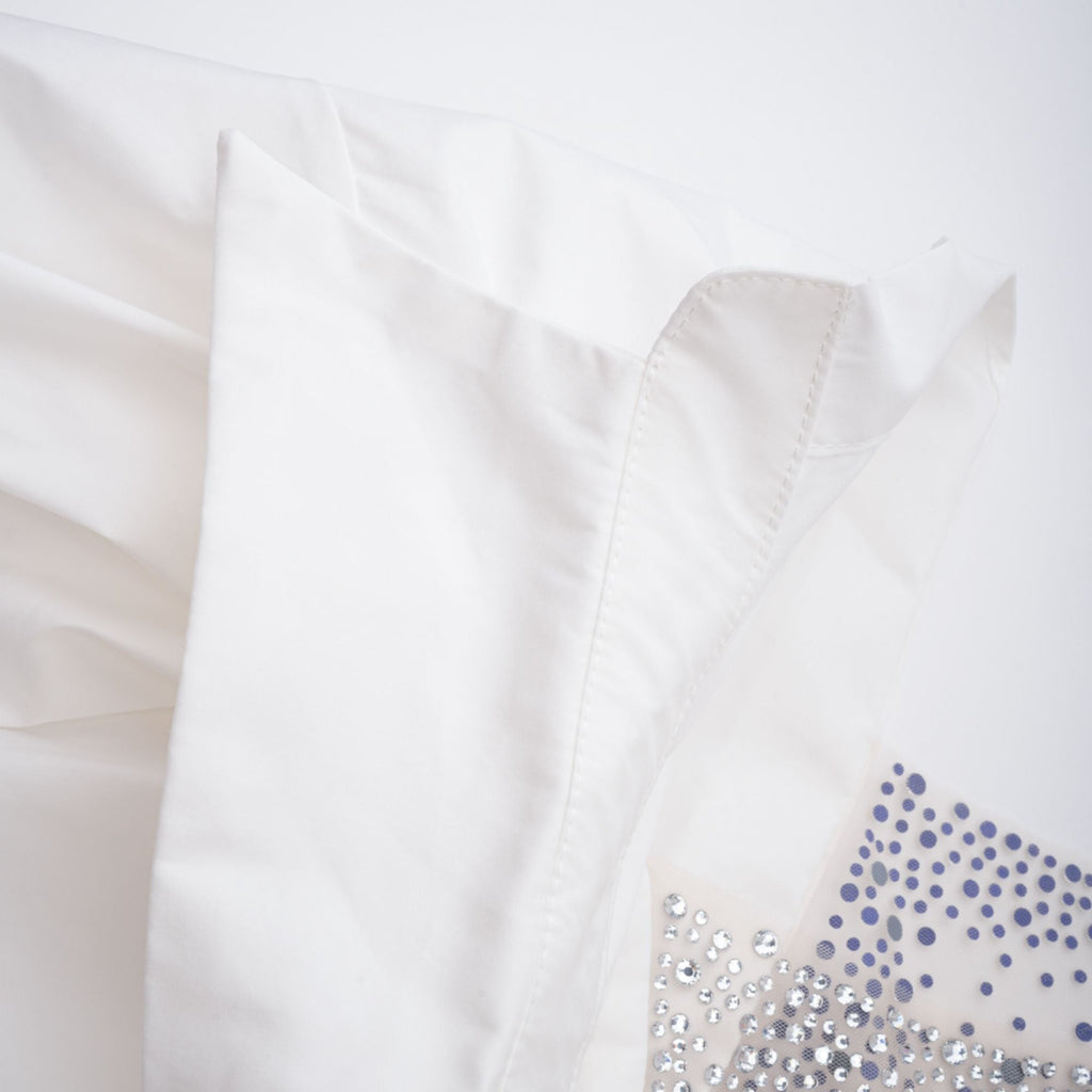 Fernande White Rhinestone Mesh Panel Shirt