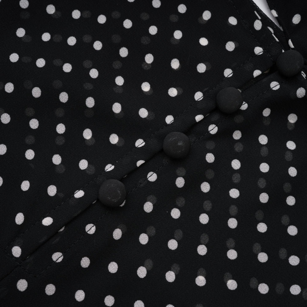 Coraline black polka-dot ruffled midi dress