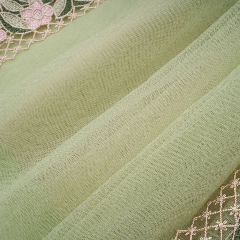 Eleni Green Tulle Panel Floral Midi Dress