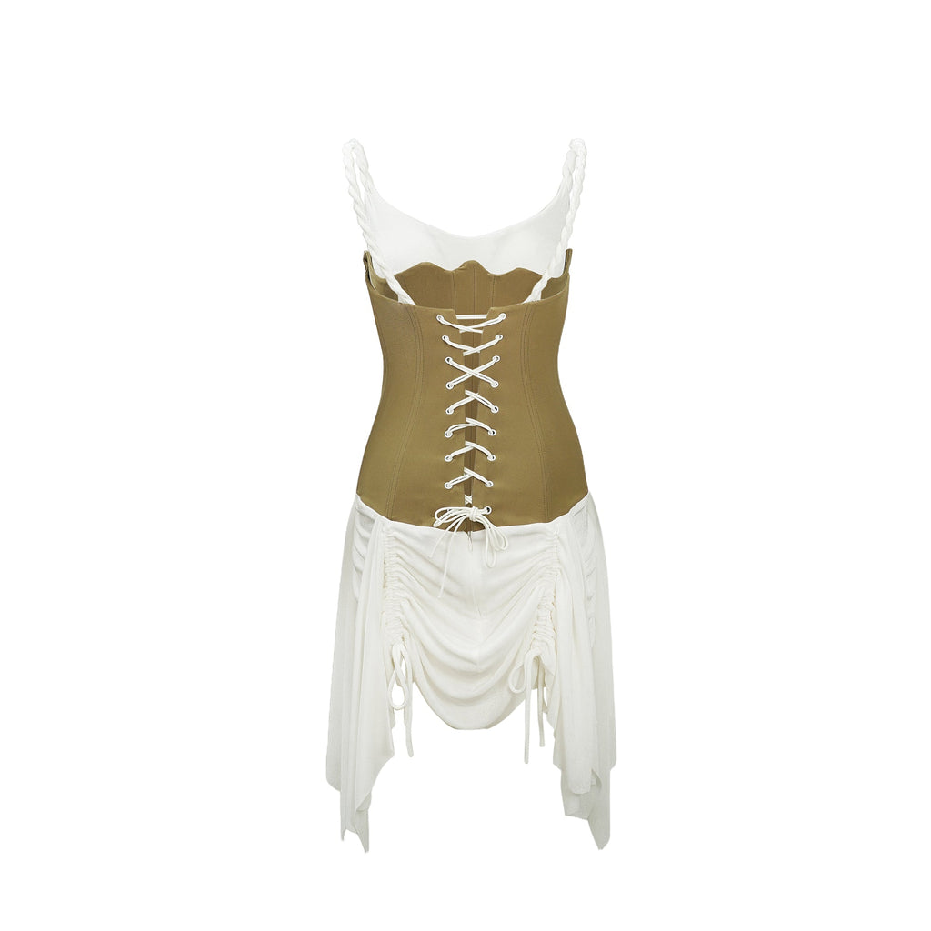 Yasmine Brown Bustier Panel Mini Dress