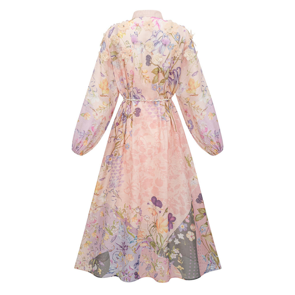 Delphine Pink Floral Print Maxi Dress