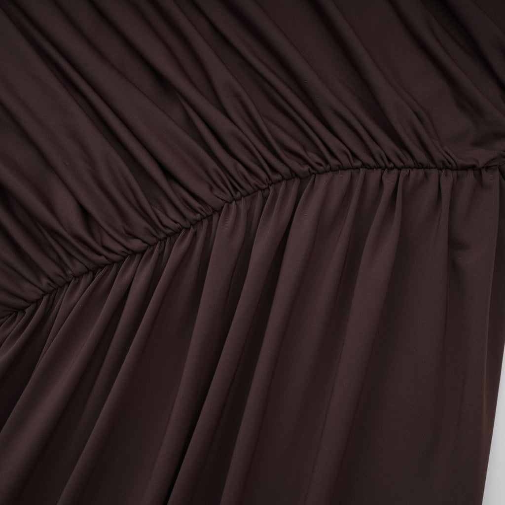 Fée Brown Asymmetrical Ruched Mini Dress