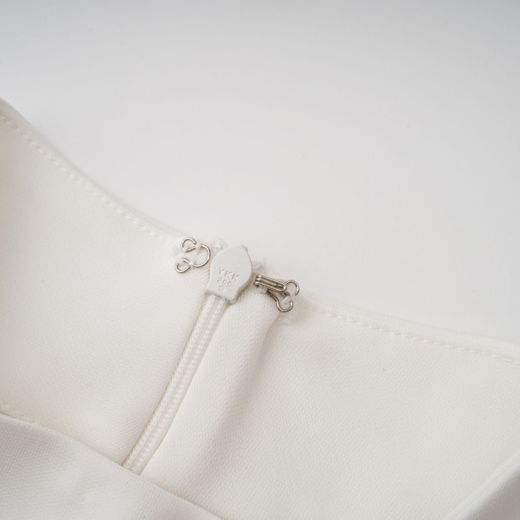 Mystérieuse White Turtleneck Draped Maxi Dress