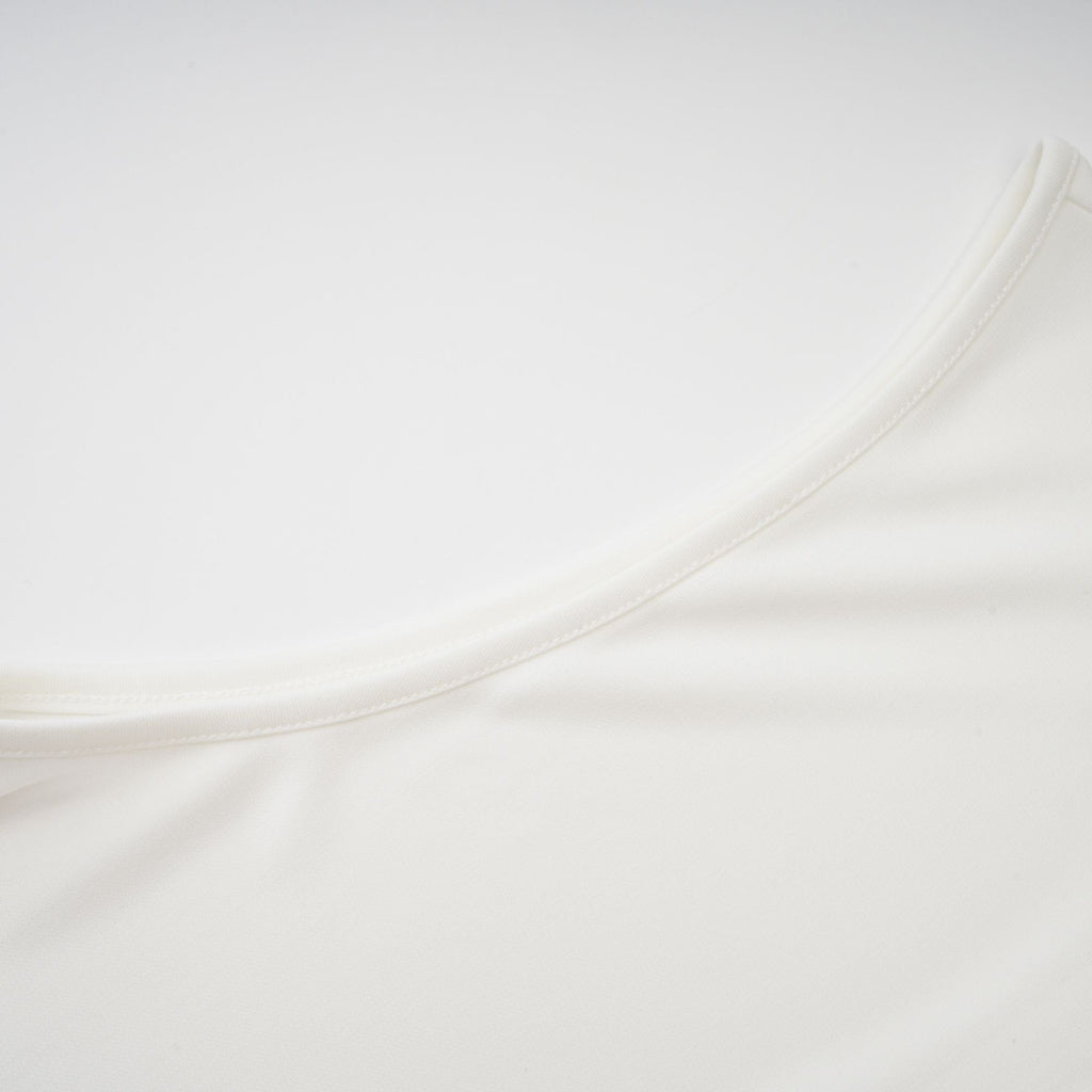 Mystérieuse White Turtleneck Draped Maxi Dress