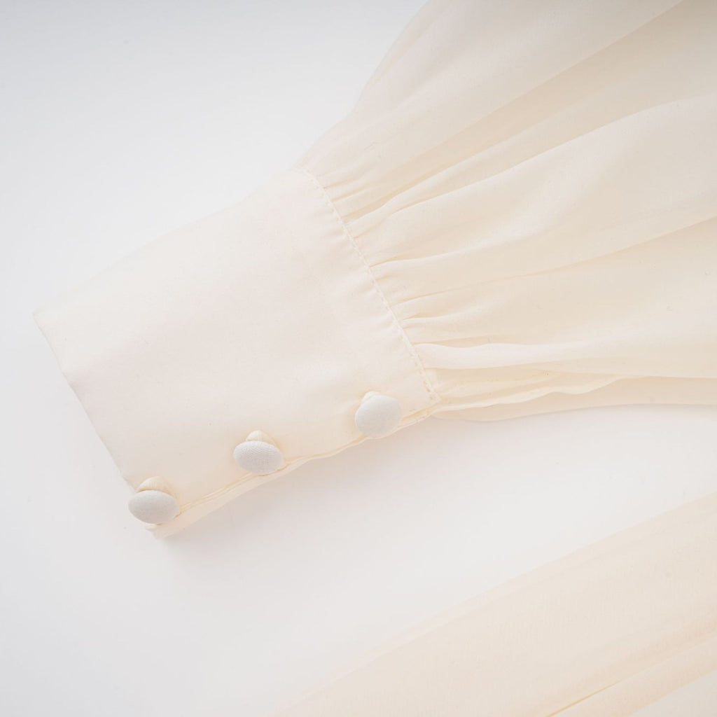 Riley Cream White Draped Tulle Maxi Dress