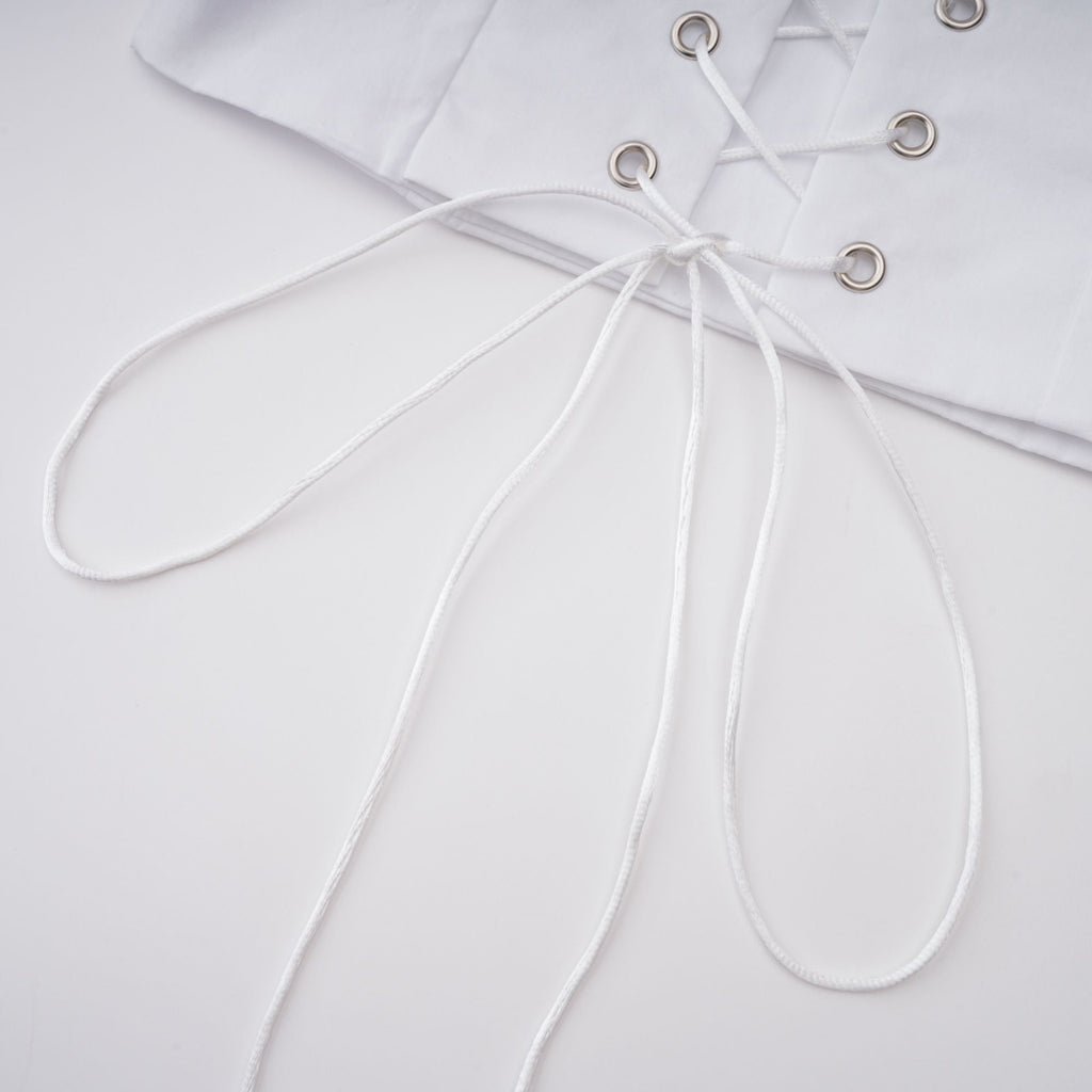 Alicia White Ruched Blouse & Skirt Set
