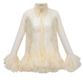 Ingrid Neutral Peplum Floral Lace Blouse