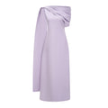Annabelle Purple Cape-Design Ribbon Maxi Dress