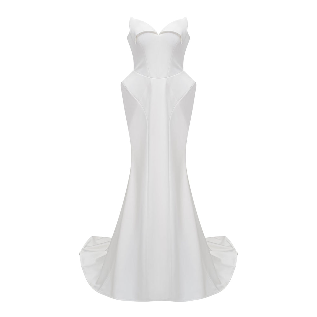 Alba White Barrel Waist Corset Maxi Dress