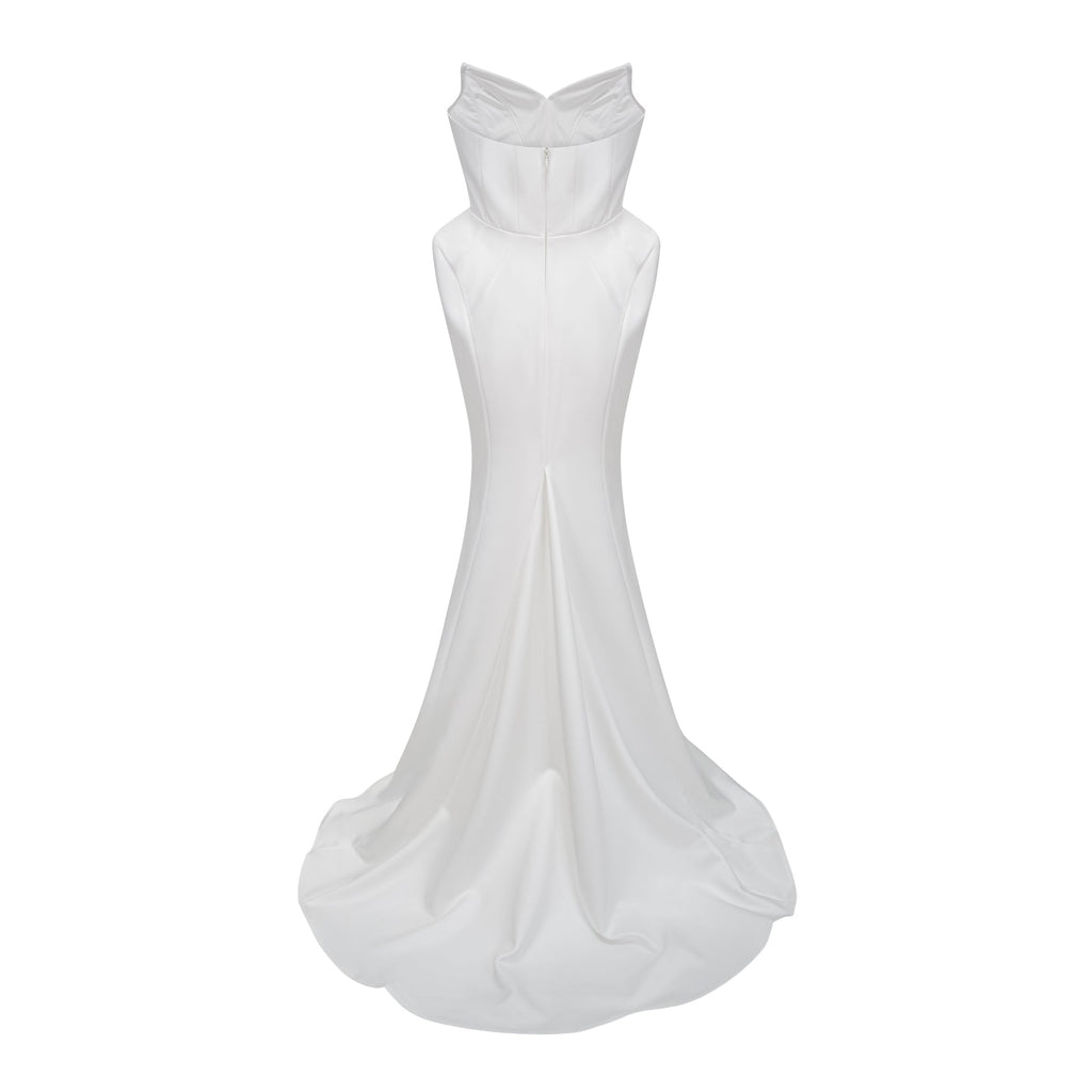 Alba White Barrel Waist Corset Maxi Dress
