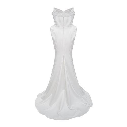 Alba White Barrel Waist Corset Maxi Dress
