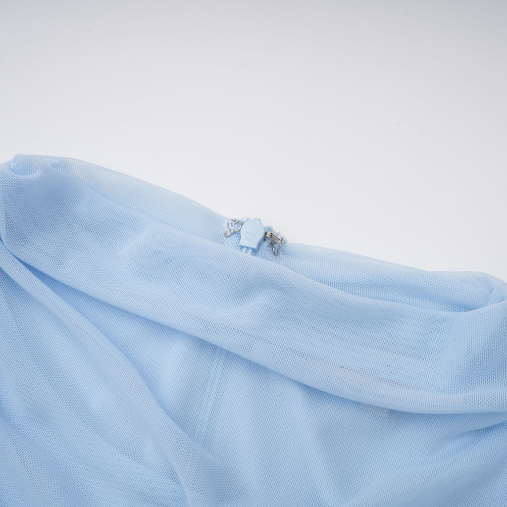 Sylphe Baby-Blue Asymmetrical Pleated Sleeveless Mini Dress