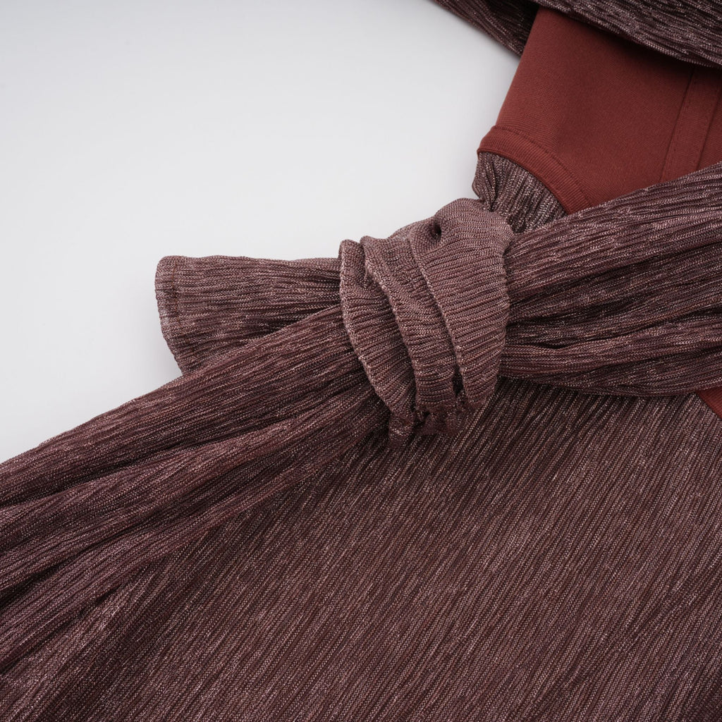 Delphine ribbon-design corset maxi dress in Brown