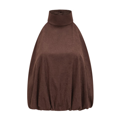 Chaney Brown Suede Bubble Hem Top & Shorts Set