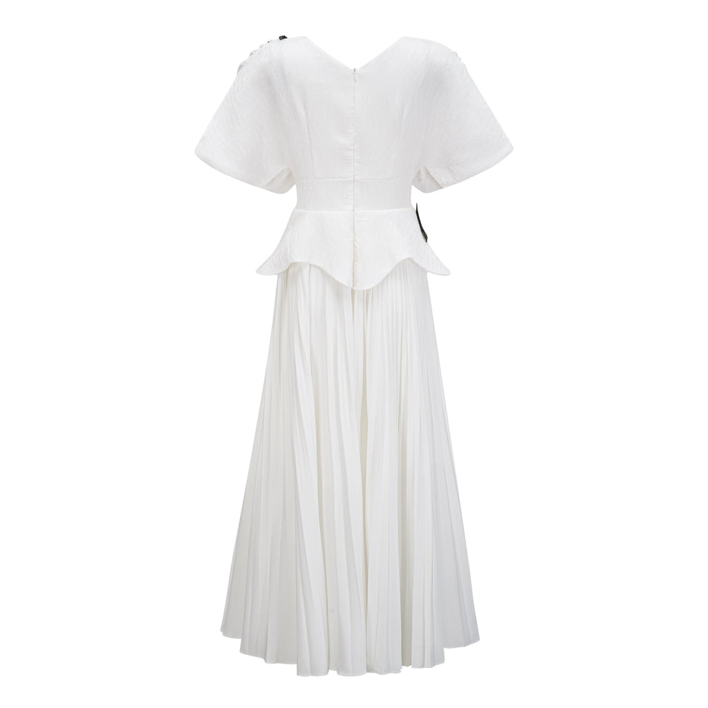 Pétale White Rose Appliqué Maxi Dress
