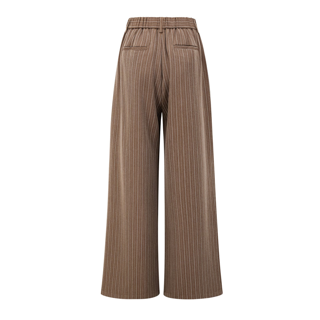 Clémence Brown Striped Trench Coat & Trousers Set