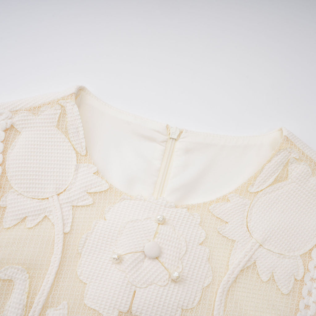 Maelle white flower-embroidered mini dress