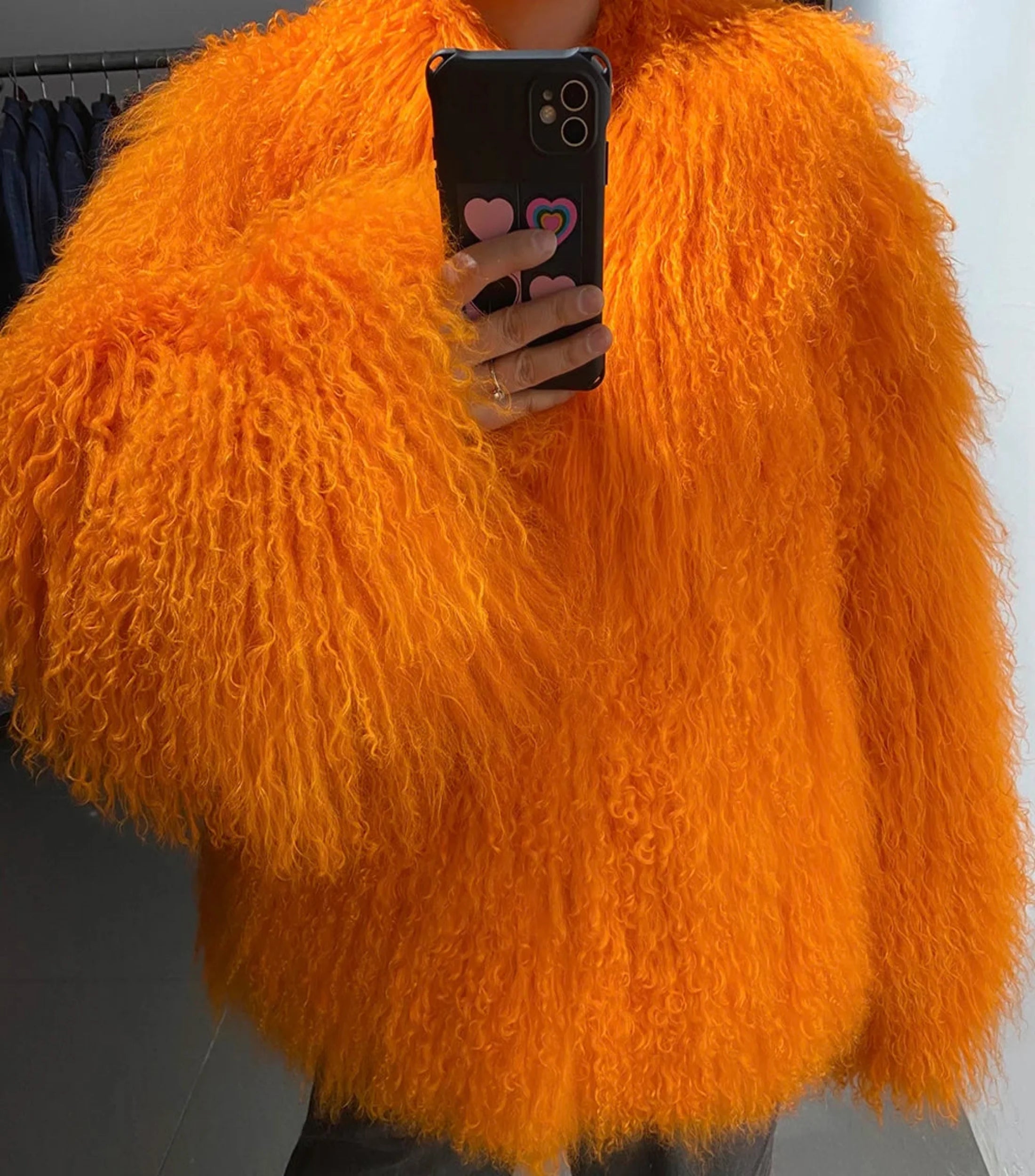 100% Genuine Fur Plush Shaggy Coat