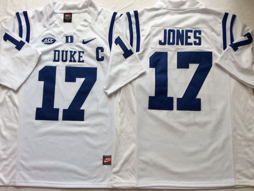 Duke Blue Devils White #17 JONES Stitched Jersey