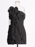 Floral Mini Dress - One-Shoulder Elegance