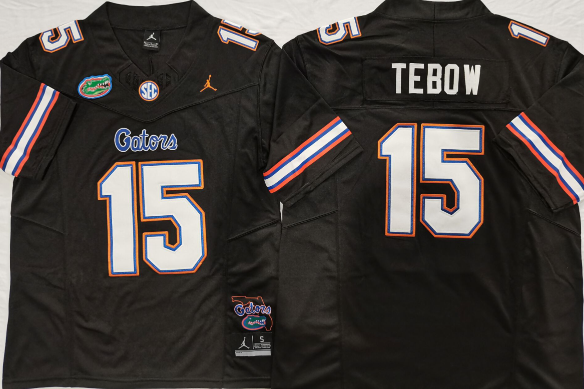 Florida Gators Black #15 TEBOW Stitched Jersey