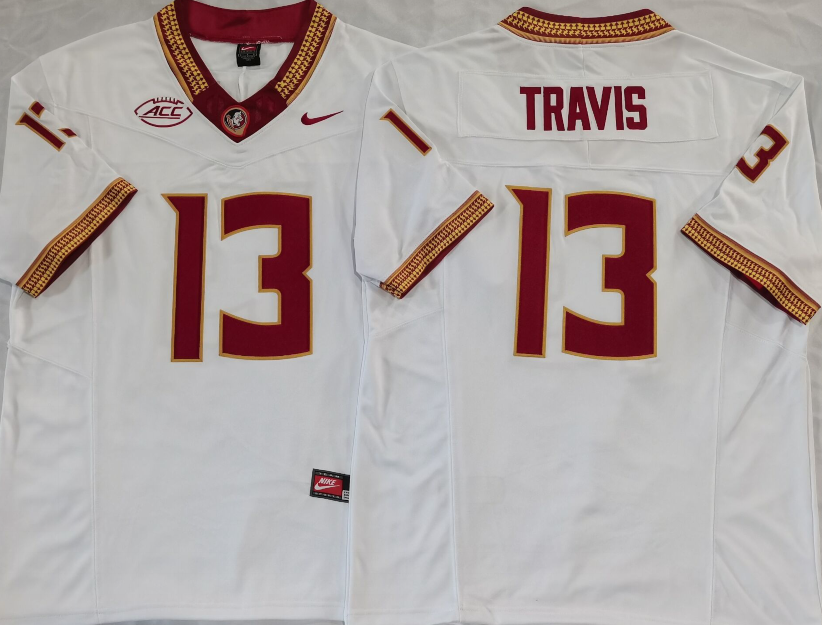 Florida State Seminoles White #13 TRAVIS Stitched Jersey