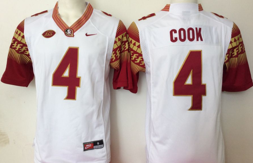 Florida State Seminoles White #4 COOK Stitched Jersey