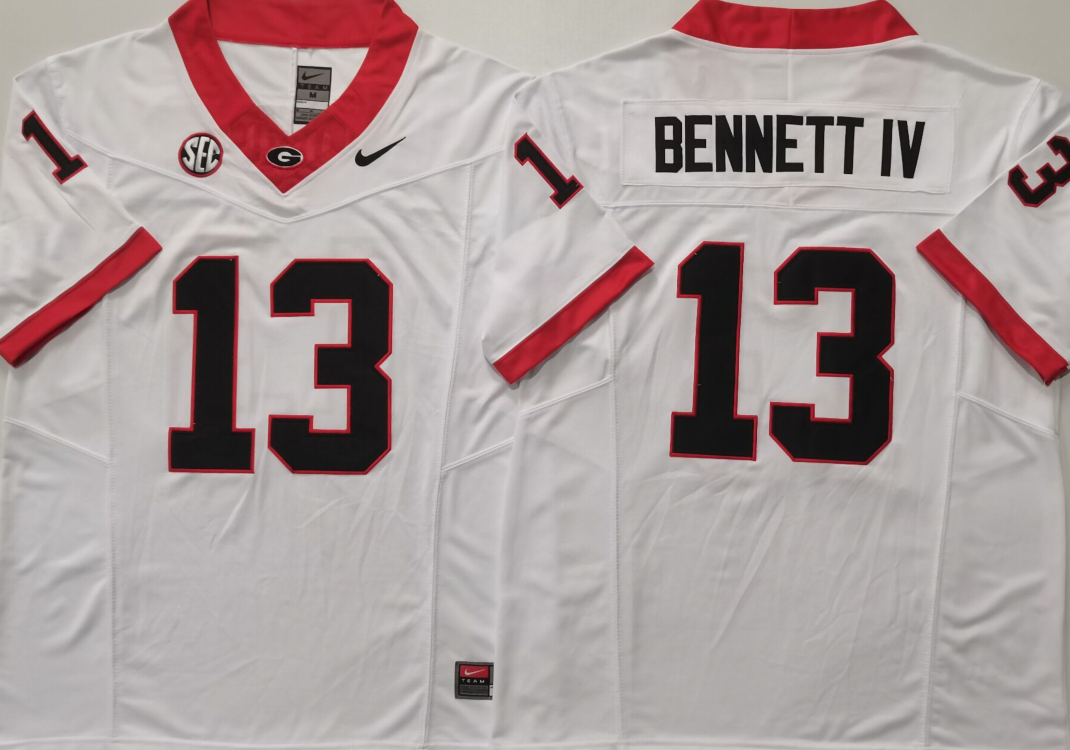 Georgia Bulldogs White #13 BENNETT IV Stitched Jersey