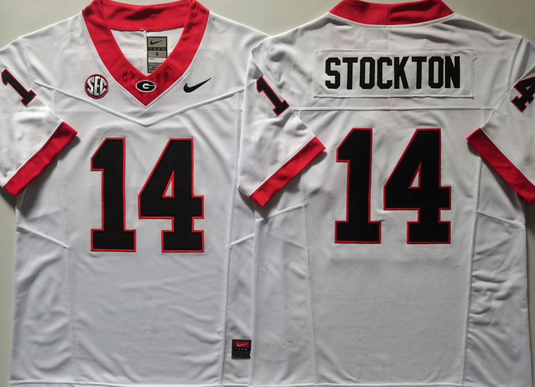 Georgia Bulldogs White #14 STOCKTON Stitched Jersey