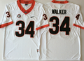 Georgia Bulldogs White #34 WALKER Stitched Jersey