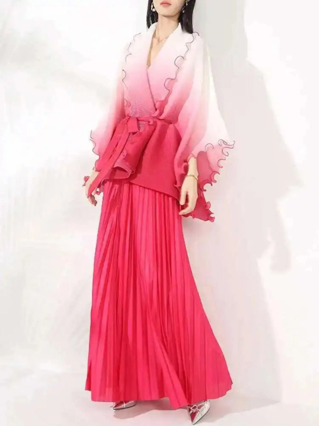 Chic Pleated Modest Skirt Set