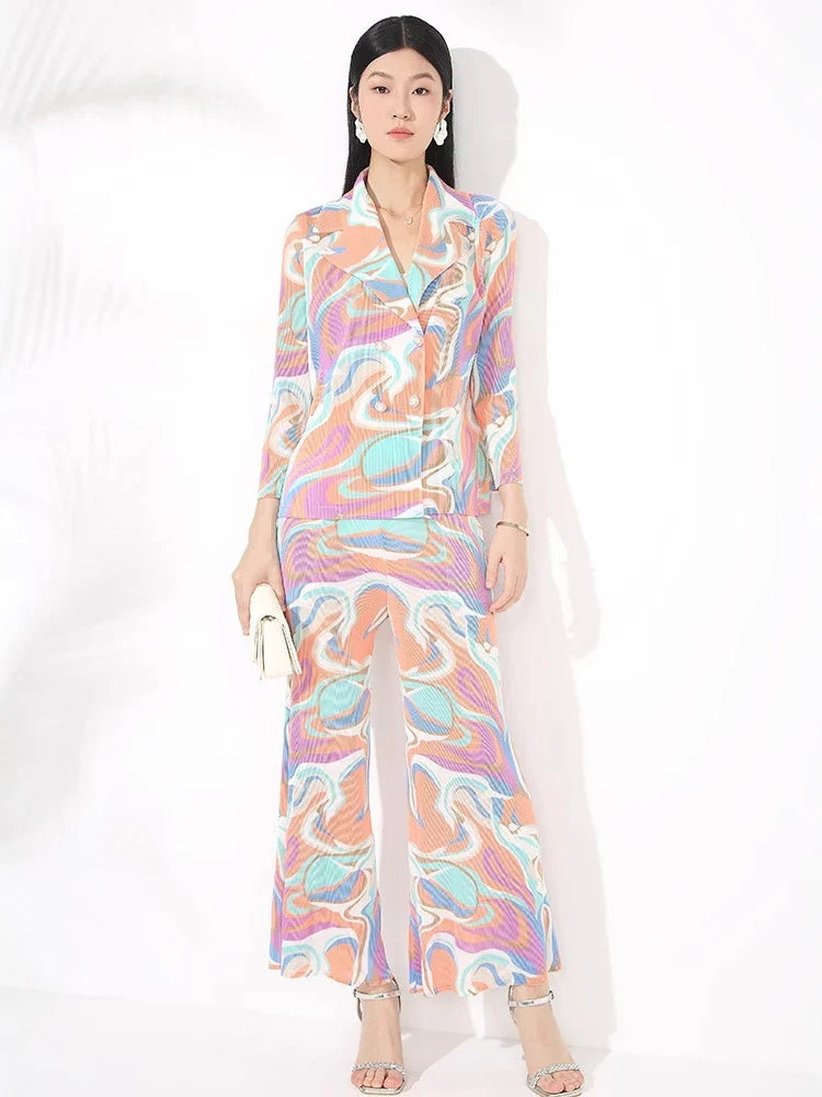 Truly Pleated Swirl Suit Set