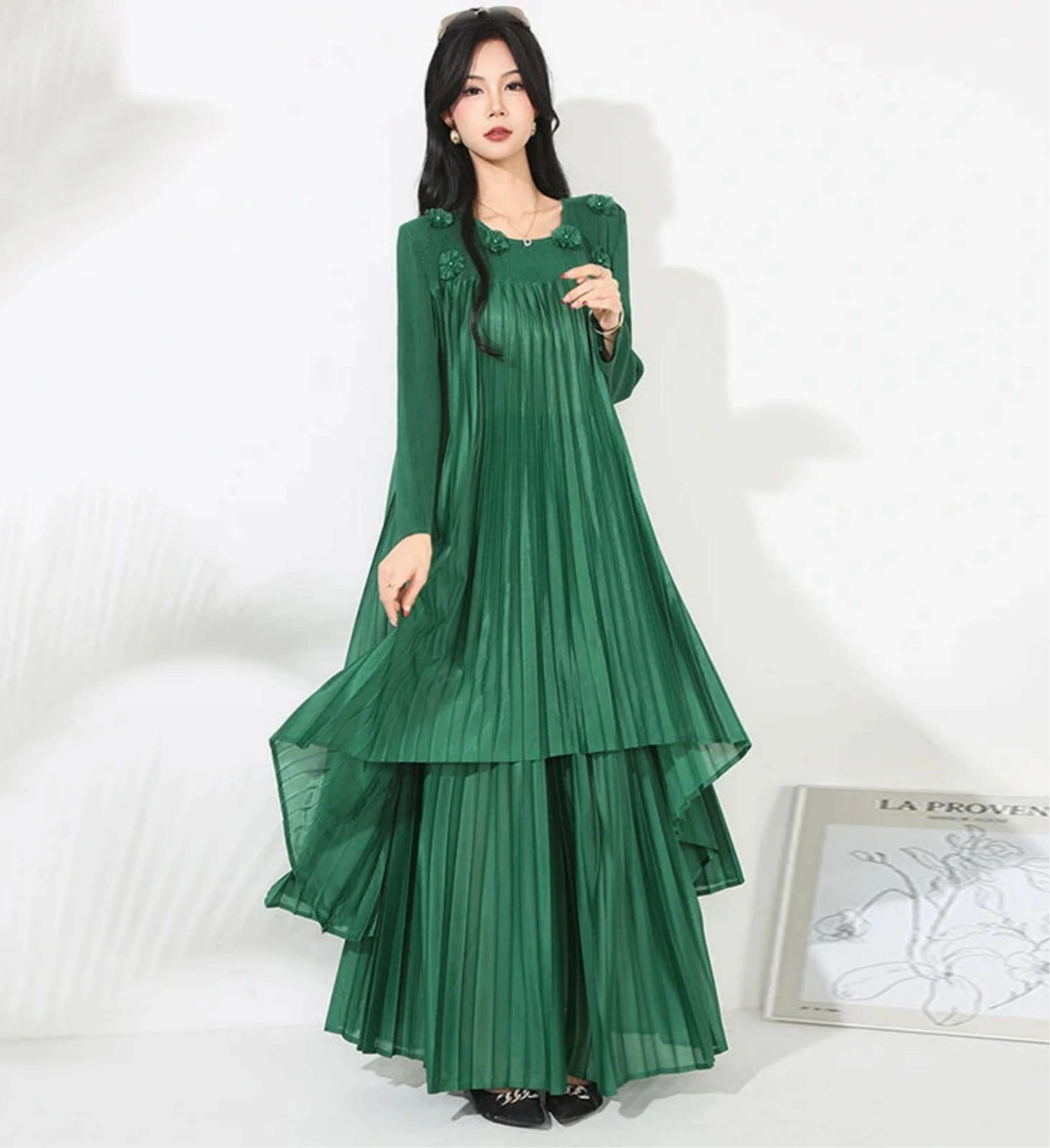 Floral Pleated Wide Leg Pant 2-Piece