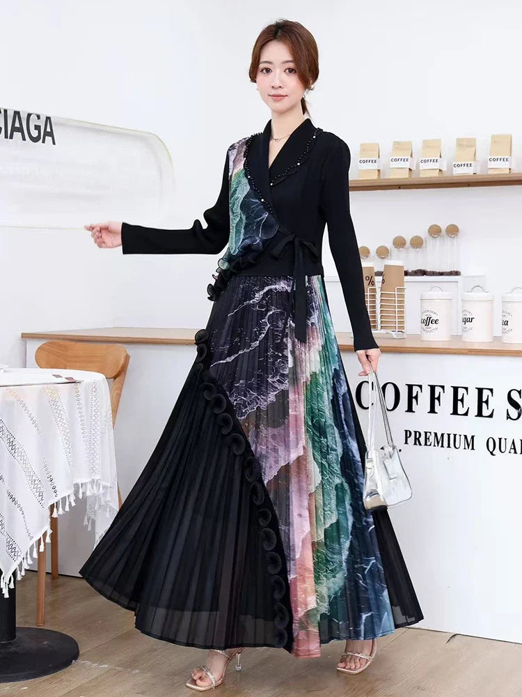 Luxury Ombre Pleated Midi Dress