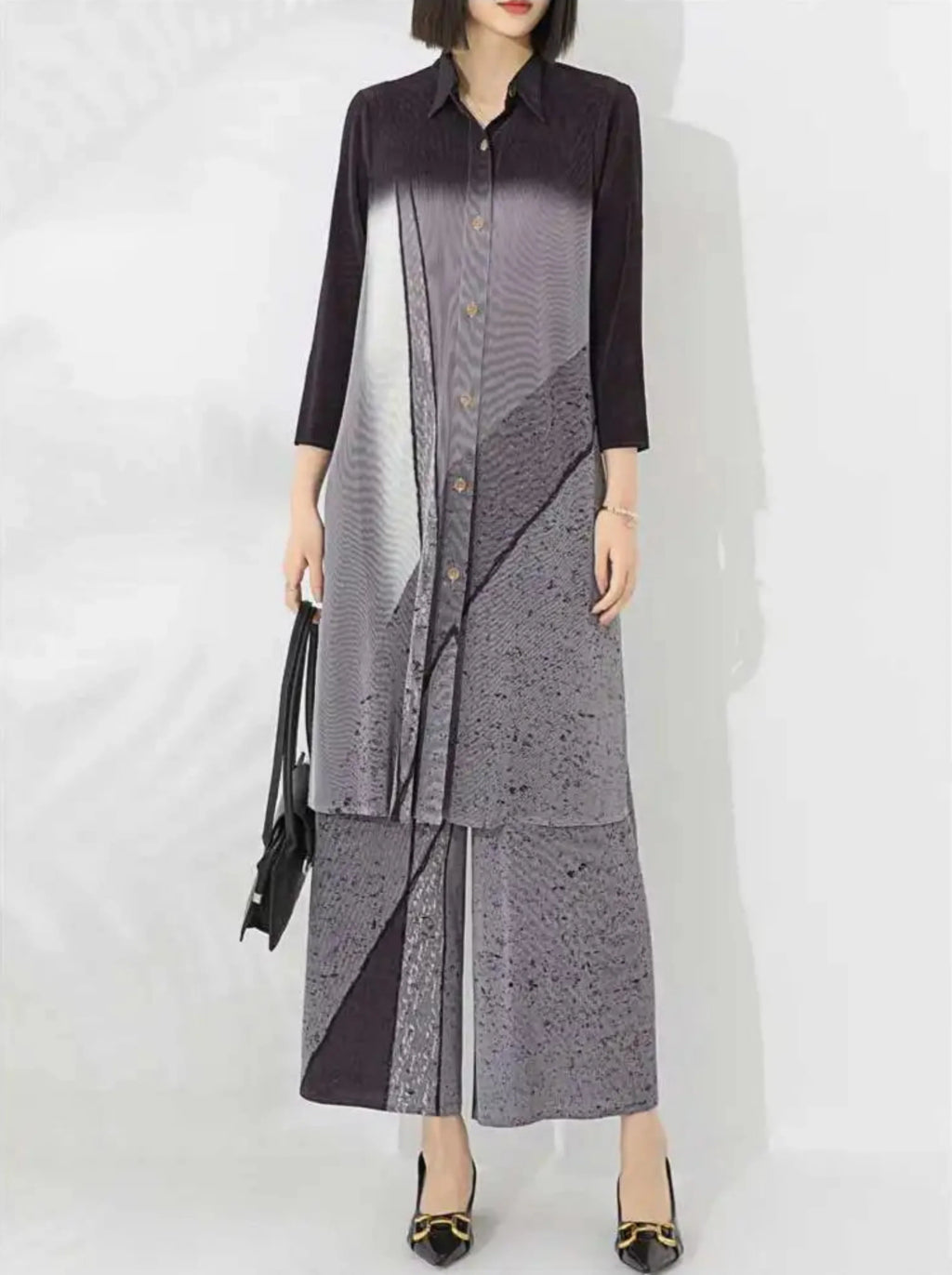 Truly Pleated Geometric 2-Piece Set