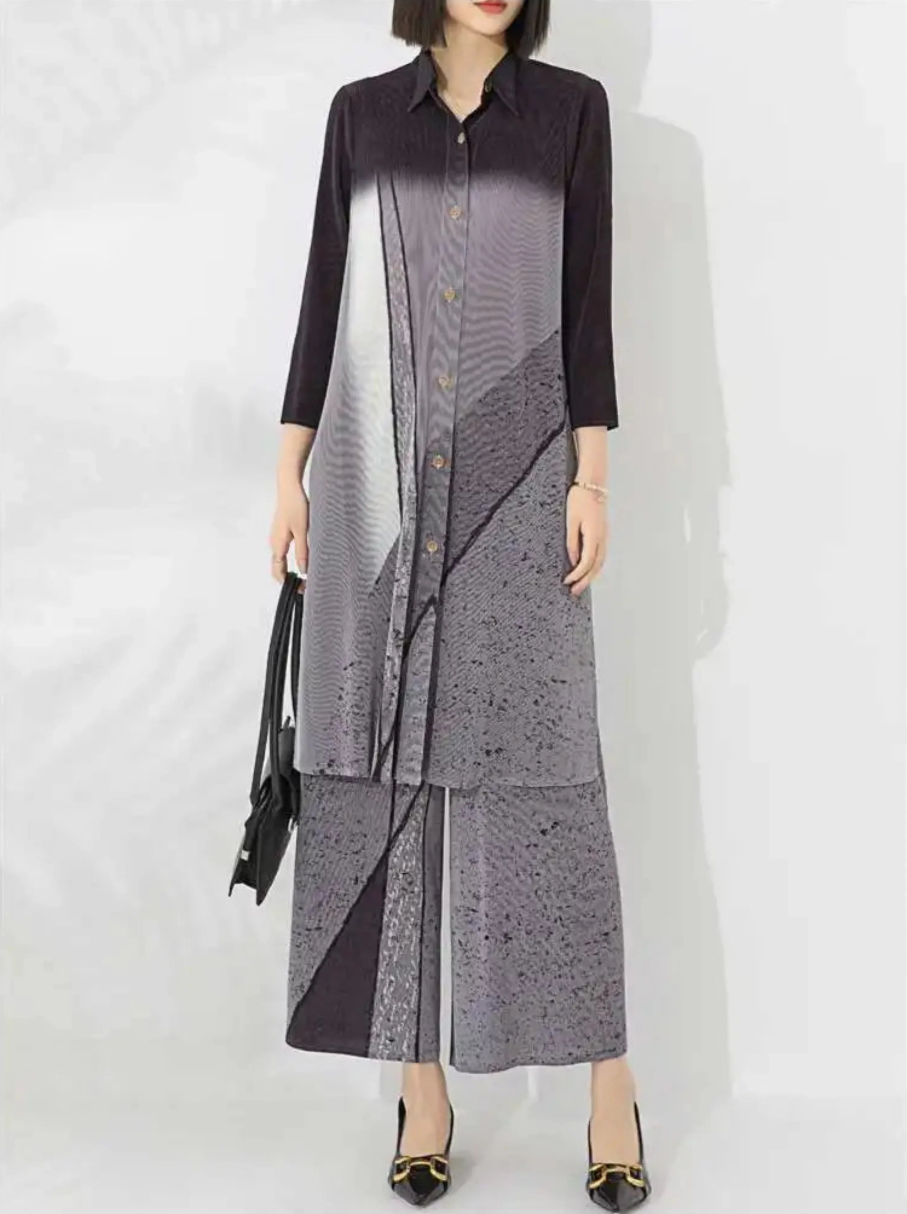 Truly Pleated Geometric 2-Piece Set