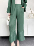 Elegant Plissé Pocket Wide Leg Pant