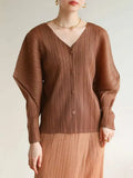 Casual Elegance Plissé Cardigan
